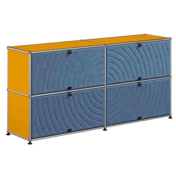 USM Haller Sideboard mit 4 goldgelben Soft Panels - ein echter Designklassiker mit stilvollem Look und vielseitigem Einsatz für jedes Ambiente.