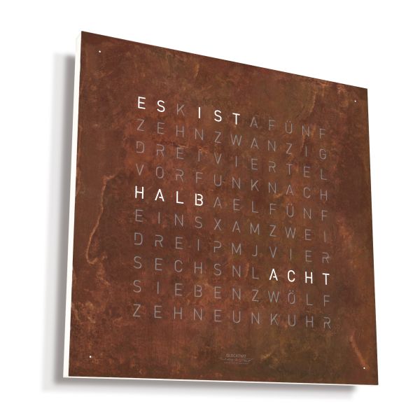 qlocktwo wanduhr rust