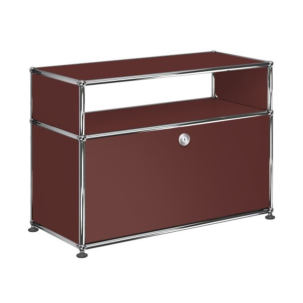 Brauner Metallschrank im klassischen USM Haller Design, mit einer Schublade - stylisches USM Haller Beistellmöbel mit 1 Schublade (USM braun) für Ihren Raum.