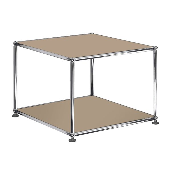 USM Haller Beistelltisch quadratisch in beige , Schrägansicht