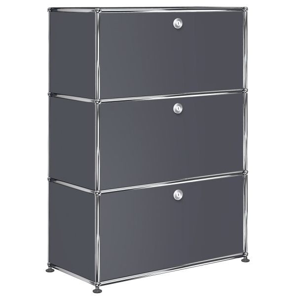 USM Haller Highboard mit 3 Klappen in anthrazitgrau , Schrägansicht