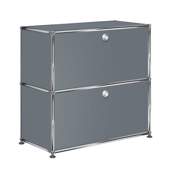 USM Haller Sideboard mit 2 Klappen in mittelgrau , Schrägansicht