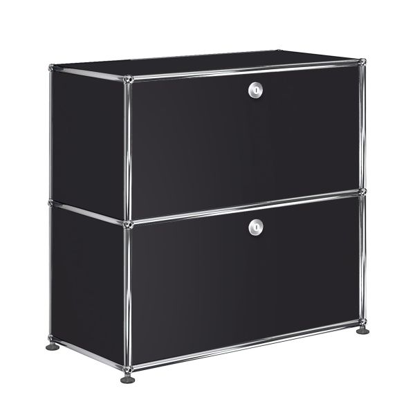USM Haller Sideboard mit 2 Klappen in graphitschwarz , Schrägansicht