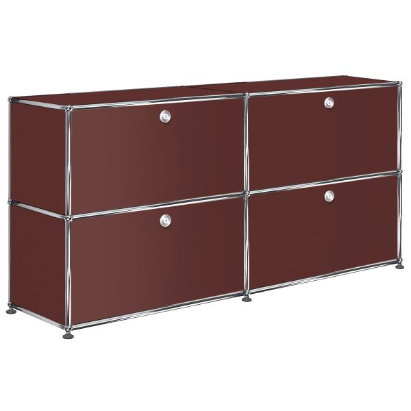 USM Haller Sideboard mit 4 Klappen in braun , Schrägansicht