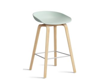 Barhocker About a Stool AAS 32 mit Gestell in eiche geseift und Sitzschale in dusty mint