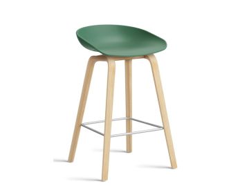 Barhocker About a Stool AAS 32 mit Gestell in eiche geseift und Sitzschale in teal green