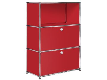 USM Haller Highboard 1x3 mit 2 Klappen (USM rubinrot)