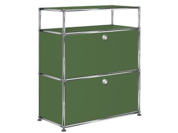 USM Haller Sideboard mit 2 Klappen und Aufbau in Olivgrün