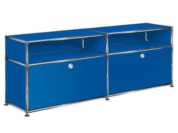 USM Haller Lowboard mit 2 Klappen und 2 niedrigen Fächern oben (T:53 cm) (enzianblau)