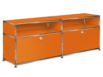 usm haller Lowboard mit 2 klappen und 2 niedrigen fächern oben reinorange