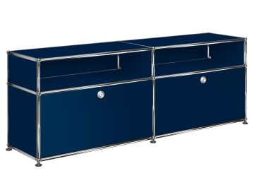 USM Haller Lowboard mit 2 Klappen und 2 niedrigen Fächern oben (T:53 cm) (stahlblau)