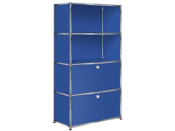 USM Haller Regal 1x4 mit 2 Klappen (enzianblau)