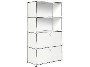 USM Haller Regal 1x4 mit 2 Klappen (reinweiss)