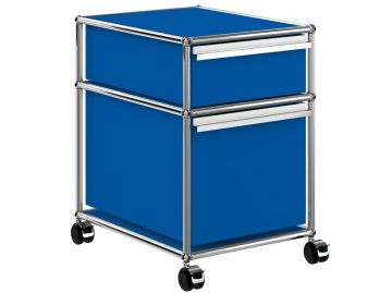 USM Haller Rollcontainer mit Hängeregistratur (enzianblau) (mit Schloss)