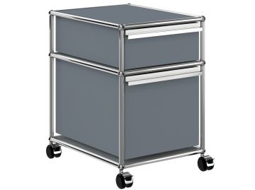 USM Haller Rollcontainer mit Hängeregistratur (mittelgrau) (ohne Schloss)