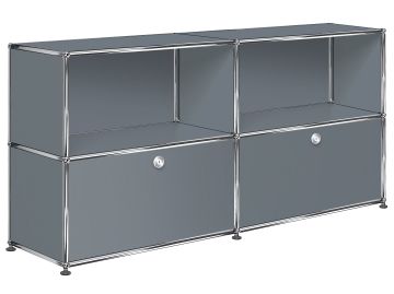 USM Haller Sideboard mit 2 Klappen und 2 Fächern oben (mittelgrau)