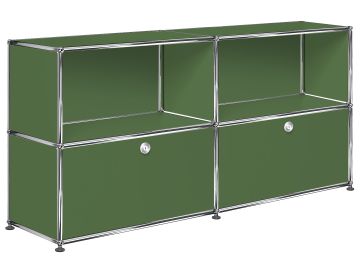 USM Haller Sideboard mit 2 Klappen und 2 Fächern oben in Olivgrün