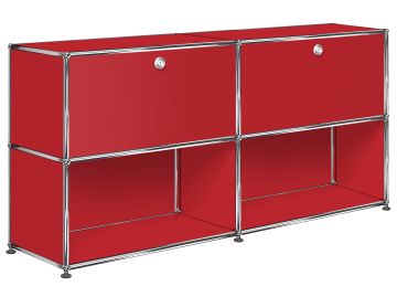 USM Haller Sideboard mit 2 Klappen und 2 Fächern unten rubinrot