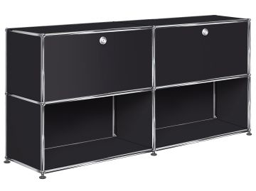 USM Haller Sideboard mit 2 Klappen und 2 Fächern unten graphtischwarz