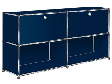 USM Haller Sideboard mit 2 Klappen und 2 Fächern unten (stahlblau)