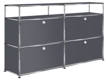 USM Haller Sideboard mit 4 Klappen und Aufbau (anthrazitgrau)