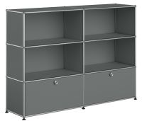 USM Haller Highboard mit 2 Klapptüren und 4 Fächern (USM Mittelgrau)