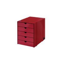 USM Haller Inos Kasten-Set C4 mit 5 Schubladen (USM rubinrot)